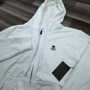 G/Fore Skull and Tees Full Zip Golf Hoodie Jacket Men's Large White Logo